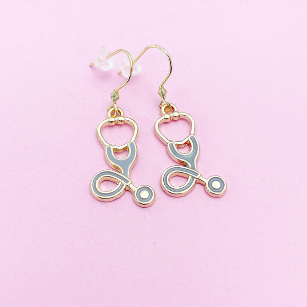 Stethoscope Earrings in Gold, Doctor Nurse Gifts, N1542B