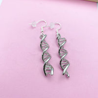 Silver DNA Charm Dangle Earrings, DNA Charm, DNA Earrings, Double Helix Charm, Science Jewelry, Science Teacher Gifts, Personalized Jewelry