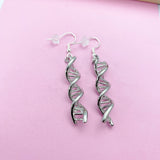Silver DNA Charm Dangle Earrings, DNA Charm, DNA Earrings, Double Helix Charm, Science Jewelry, Science Teacher Gifts, Personalized Jewelry
