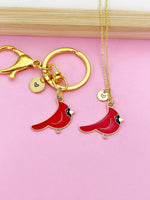 Gold Red Cardinal Charm Necklace Birthday Gifts, Personalized Customized Gifts, N5257