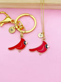 Gold Red Cardinal Charm Necklace Birthday Gifts, Personalized Customized Gifts, N5257