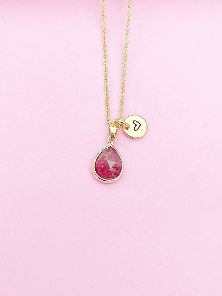 Gold Strawberry Quartz Charm Necklace, N4945A