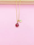 Gold Strawberry Quartz Charm Necklace, N4945A