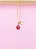 Gold Strawberry Quartz Charm Necklace, N4945A