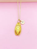 Gold Cicada Charm Necklace Entomology Gifts Ideas, Personalized Customized Gifts, N5342