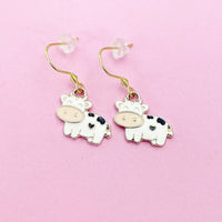 Cute Cow Dangle Earrings in Gold, AN3054