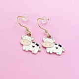 Cute Cow Dangle Earrings in Gold, AN3054