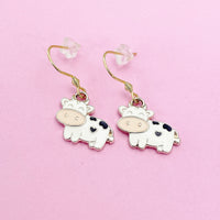 Cute Cow Dangle Earrings in Gold, AN3054