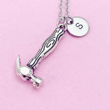 Hammer Charm Necklace: Personalized Initial, Stainless Steel