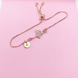 Rose Gold Ballet Bracelet Ballet Dance Charm, Personalized Customized Monogram Jewelry, AN344