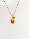 Gold Natural Carnelian Necklace Natural Carnelian Gemstone Personized Initial Necklace, AN3794