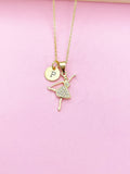 Gold Ballet Girl Dance Charm Necklace Customize Personalized Gift Ideas, N1038