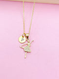 Gold Ballet Girl Dance Charm Necklace Customize Personalized Gift Ideas, N1038