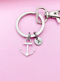 Silver Anchor Charm Keychain Customize Personalize Gift Ideas AN866