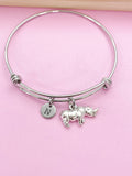 Silver Rhinoceros Charm Bracelet Rhino Charm, Personalize Customize Gifts, N1740