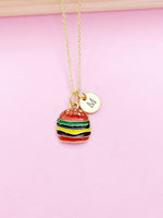 Gold Burger Charm Necklace Hamburger Foodie Customize Personalize N3982