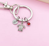 Silver Sea Turtle Charm Keychain Biologist Zoologist Zoology Gifts Ideas Personalized Customized Made to Order, N5562