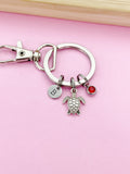 Silver Sea Turtle Charm Keychain Biologist Zoologist Zoology Gifts Ideas Personalized Customized Made to Order, N5562