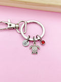 Silver Sea Turtle Charm Keychain Biologist Zoologist Zoology Gifts Ideas Personalized Customized Made to Order, N5562
