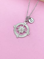 Silver Compass Charm Necklace, Graduation Gift, Personalized Gift, Best Friend Gift, Coworker Gift, N1123