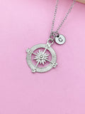 Silver Compass Charm Necklace, Graduation Gift, Personalized Gift, Best Friend Gift, Coworker Gift, N1123