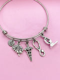 Silver DNA Brain Microscope Stethoscope Bracelet Neurosurgeons Psychiatrists Psychology Brain Doctor School Gifts Ideas, AN4002