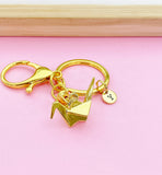 Gold Paper Crane keychain Japanese Crane Bird Customize, AN1470