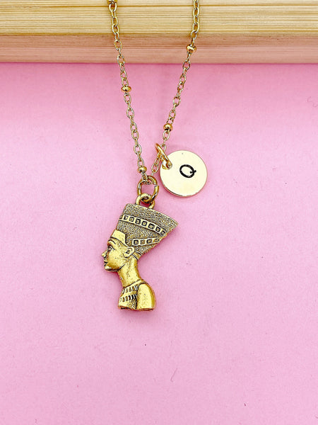 Gold Queen Nefertiti Charm Necklace, Egypt Queen Nefertiti, BN1958