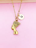 Gold Queen Nefertiti Charm Necklace, Egypt Queen Nefertiti, BN1958