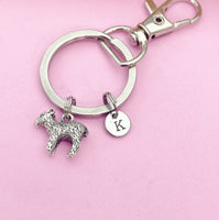 Silver Lamb Charm Keychain Personalize Customize Made to Order, N1587B