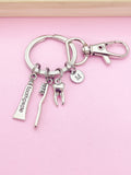 Dentist Keychain, Toothbrush Toothpaste Molar Charm, Personalized Initial Gift