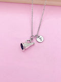 Cheerleader Megaphone Charm Necklace, Initial Pendant