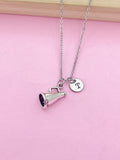 Cheerleader Megaphone Charm Necklace, Initial Pendant