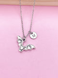 Bat Necklace, Bat Charm Halloween Jewelry Gifts, Best Birthday Gift, Best Friends Gift, Personalized Initial Gift, N4386