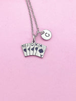 Stainless Steel Poker Charm Necklace, Playing Card Charm Necklace, Poker Charm, Card Suit Charm, Club Card Charm, Christmas Gift, N577