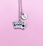 Stainless Steel Poker Charm Necklace, Initial Card Suit Charm