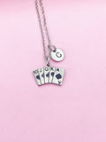 Stainless Steel Poker Charm Necklace, Initial Card Suit Charm