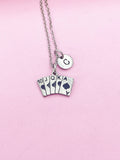 Stainless Steel Poker Charm Necklace, Initial Card Suit Charm