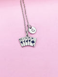 Stainless Steel Poker Charm Necklace, Initial Card Suit Charm