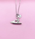 Jet Ski Necklace, Jet Ski Charm, Water Sport Jewelry Gift, Personalized Initial Gift, N4388