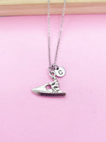 Jet Ski Necklace, Jet Ski Charm, Water Sport Jewelry Gift, Personalized Initial Gift, N4388