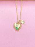 Gold Pink Tulip Heart Charm Necklace Spring Birthday Mother's Day Gifts Ideas Personalized Customized Made to Order, N5543