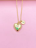 Gold Pink Tulip Heart Charm Necklace Spring Birthday Mother's Day Gifts Ideas Personalized Customized Made to Order, N5543