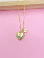 Gold Pink Tulip Heart Charm Necklace Spring Birthday Mother's Day Gifts Ideas Personalized Customized Made to Order, N5543