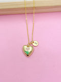 Gold Pink Tulip Heart Charm Necklace Spring Birthday Mother's Day Gifts Ideas Personalized Customized Made to Order, N5543