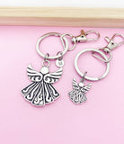 Guardian Angel Keychain, Initial Charm, Memorial Gift