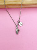Silver Corn Cob Charm Necklace, Initial Charm, Foodie Gift