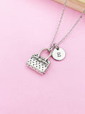 Silver Handbag Charm Necklace, Personalized Initial Pendant