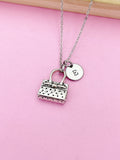 Silver Handbag Charm Necklace, Personalized Initial Pendant