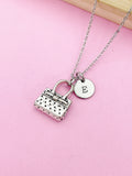 Silver Handbag Charm Necklace, Personalized Initial Pendant